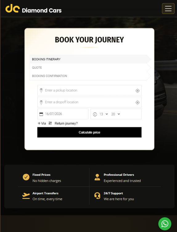 Diamondexecutivecars tablet preview